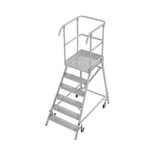 Fahrbare Podestleiter Krause Stabilo Professional, einseitig begehbar, 1x6 Stufen, 600 x 700 mm Plattform, 3450 mm Arbeitshöhe