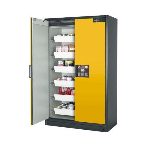 Sicherheitsschrank Typ 90 Asecos Q-CLASSIC-90, B 1200 mm, 6 Auszüge, sicherheitsgelb
