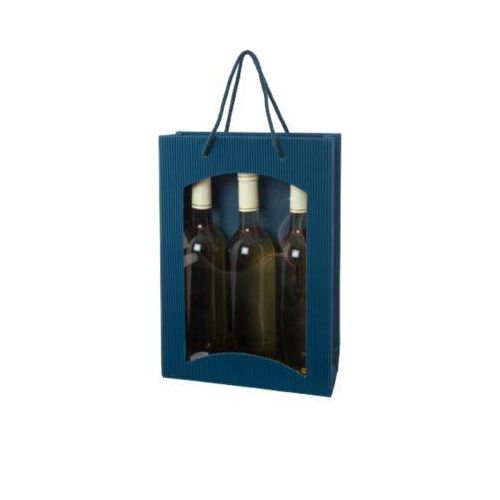 Weintragetasche "Offene Welle", 3er, blau, 10 Stück