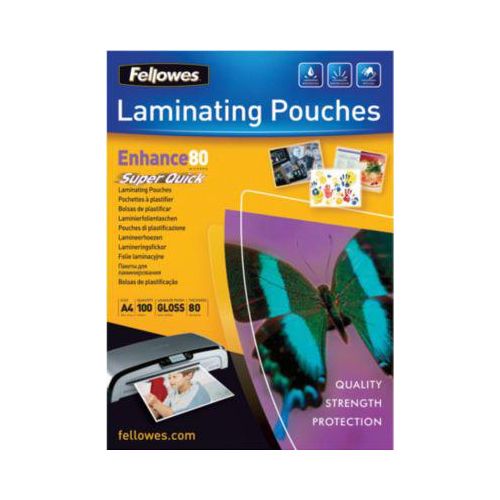 FELLOWES Laminierfolien, Quick-Folien, DIN A4, 80 mic., 100 Stück