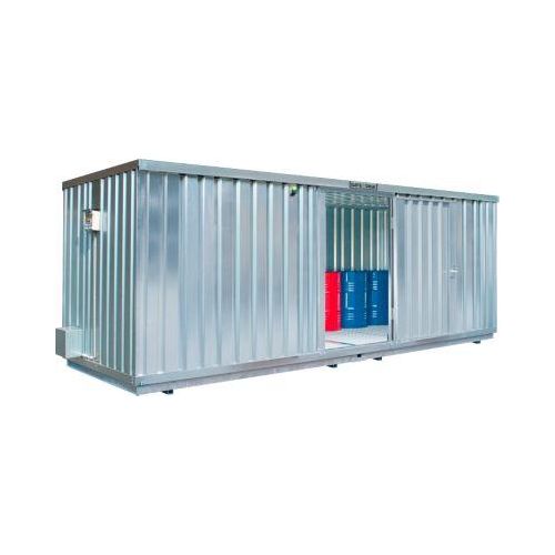 Einzel-Container Säbu SAFE TANK 1900, WGK 1-3, Volumen 2 x 1030 l, mit Auffangwanne & Gitterrost, B 5680 x T 2170 x H 2300 mm, silber