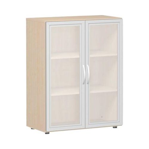 Glastürenschrank ALICANTE, 3 Ordnerhöhen, B 800 x T 420 x H 1104 mm, Ahorn-Dekor