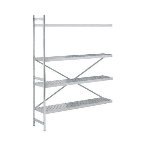 Regalsystem, Anbauregal, Edelstahl, gelochter Boden, H 2000 x B 1475 x T 400 mm