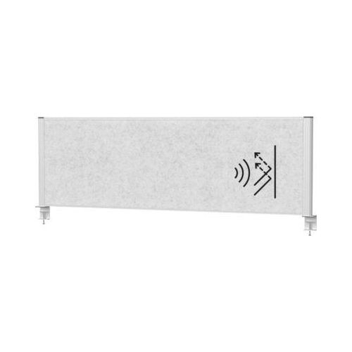MAUL Tisch-Trennwand MAULconnecto, Akustikvlies 4000 g/m², Aluminiumprofil, B 1600 x H 500 mm, Akustik hellgrau, silber