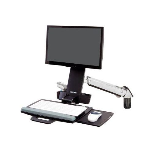 Monitor-Wandhalterung Ergotron StyleView Steh-Sitz Combo 45-266-026, inkl. Tastaturablage, Sitz- & Steharbeitsplatz, bis 13,2 kg, höhenverstellbar, VESA, Aluminium