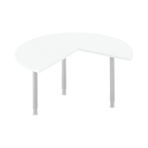 Ansatztisch, 3/4 Kreis, Ø 1400 mm, Ansatz rechts/links, weiß/weißalu