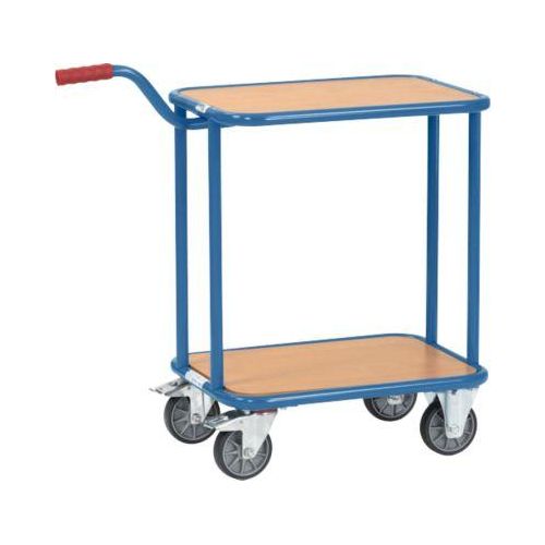 Griffroller, mit 2 Holzplattformen, L 600 x B 450 mm, bis 250 kg, Stahlrohr, blau