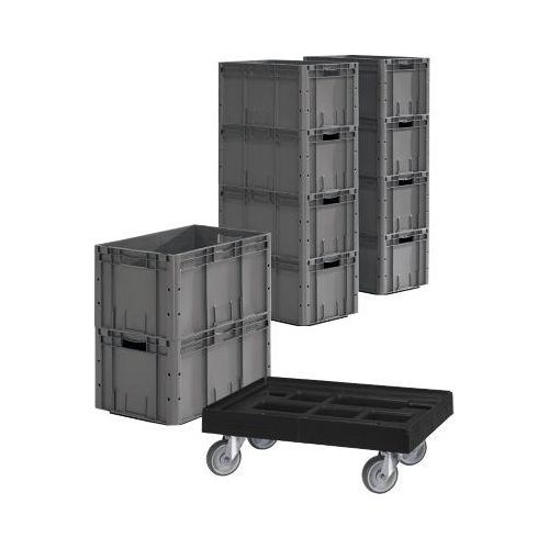 Euro Box Serie LTF 6320, PP, L 600 x B 400 x H 320 mm, 62,7 l, bis 30 kg, 10 Stück + gratis Rollrahmen