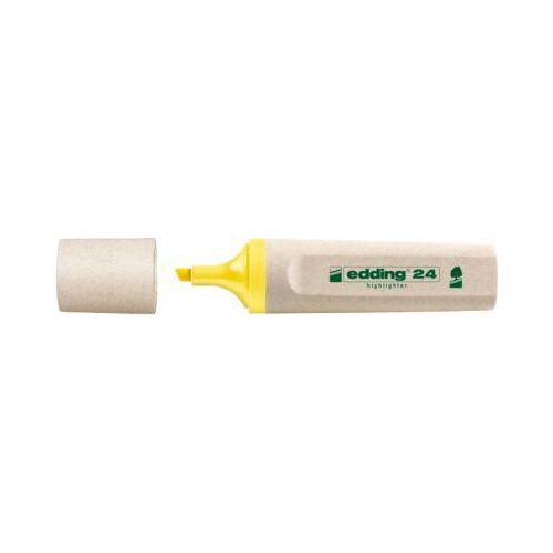 edding Textmarker 24 EcoLine, zu 90 % aus nachwachsenden Rohstoffen, Blauer Engel, nachfüllbar, Schreibfarbe gelb, 10 Stück