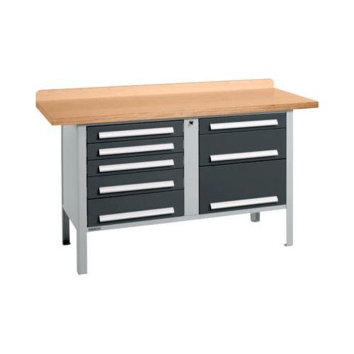 Kastenwerkbank Schäfer Shop Select PWi 150-8, Buche Multiplexplatte, bis 750 kg, B 1500 x T 700 x H 840 mm, Anthrazit