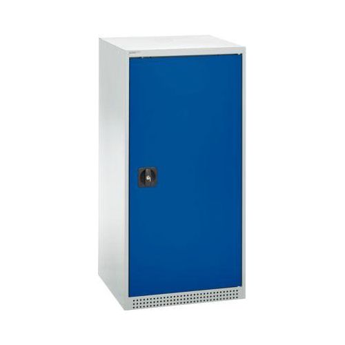 Schäfer Shop Genius Flügeltürenschrank FS, Stahl, mit Belüftungslöchern, B 545 x T 520 x H 1105 mm, 3 OH, Lichtgrau/Enzianblau, bis 150 kg