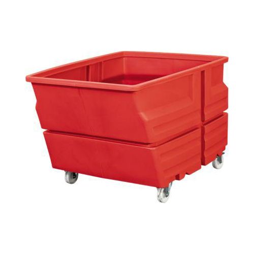 Mehrzweckbehälter, Polyethylen, rot, 800 l, B 1030 x T 1340 x H 900 mm, mit Rollen