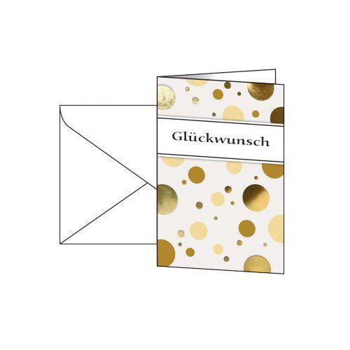 Grußkarte Sigel „Golden Bubble“, Format B6, 115 x 170 mm, mit weißen & gummierten Umschlägen, FSC®-Glanzkarton mit Goldprägung, 10 Stück