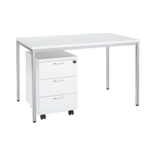 2-tlg. Stahlrohrtisch-Set, Stahlrohrtisch, weiß/weißaluminium