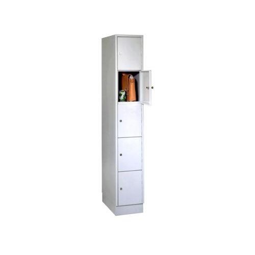 Wertfachschrank, mit Sockel, Fächeranzahl 5, Fachbreite 300 mm, Sicherheitszylinderschloss, lichtgrau