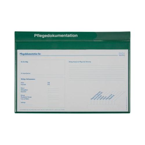 BOI Pflegedokumentenmappen System Line, 8 Klarsichttaschen, 4 Registerblätter, PVC, 19 mm Füllhöhe, grün, 10 Stück