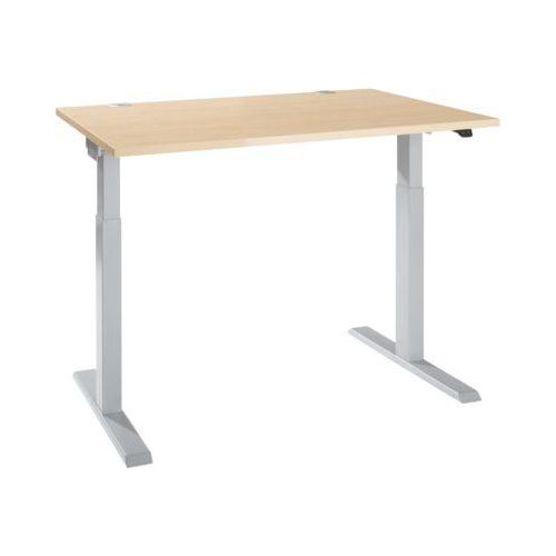 Schäfer Shop Select Schreibtisch ERGO-T 2.0, elektrisch höhenverstellbar, Rechteck, T-Fuß, B 1200 x T 800 x H 715-1205 mm, Ahorn/weißalu