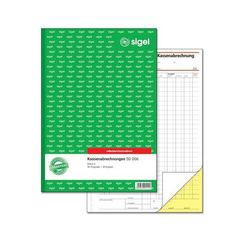 Kassenabrechnung Sigel SD006, selbstdurchschreibend, DIN A4, 2 x 40 Blatt