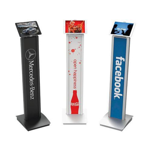 Tablet Bodenständer Compulocks BrandMe Cling, für 7“ bis 13“, Höhe 1120 mm, 90° schwenkbar, Aluminium, weiß