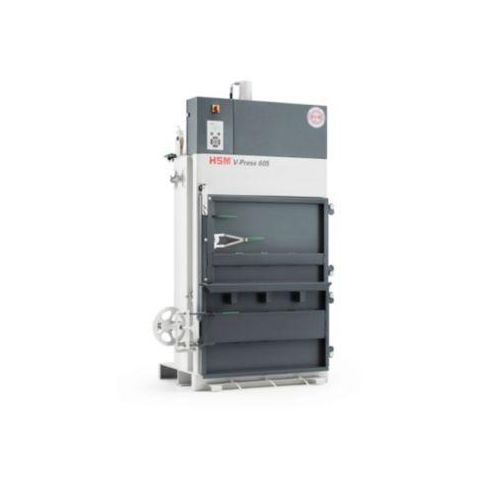 Ballenpresse HSM V-Press 605 400 V, 3 vertikale Umreifungen für Ballen bis 70 kg, Presskraft 57 kN, TorsionControlSystem, Schwenktür