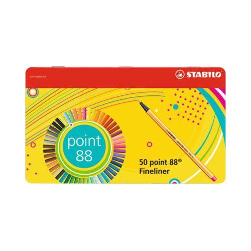 Stabilo Fineliner Point 88, Strichbreite 0,4 mm, 50 Stück, im Metalletui