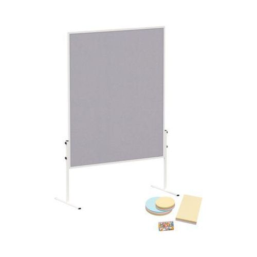 MAULsolid Moderationstafel, Filz, grau, B 1200 x H 1500 mm + Moderationskarten-Set mit 360 Karten und 200 Pin-Nadeln