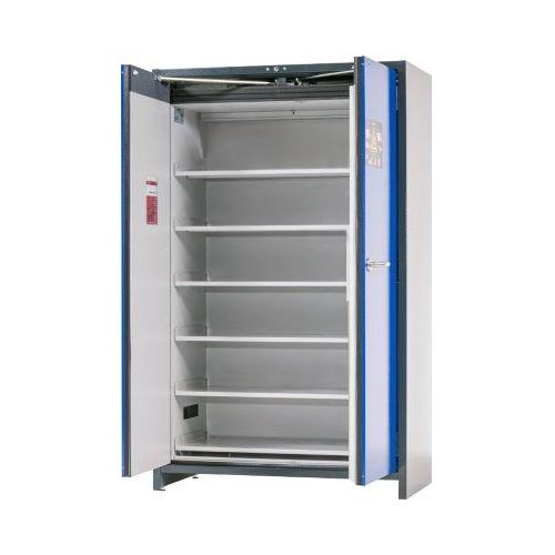 Asecos Akku-Lagerschrank ION-CORE-90 CS 1200, 6 Fachböden gelocht + 1 Bodenauffangwanne, B 1193 x T 615 x H 1953 mm