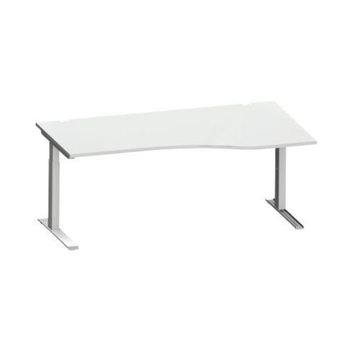 Schäfer Shop Genius Freiformschreibtisch MODENA FLEX, C-Fuß-Rechteckrohr, B 1800 mm, Ansatz rechts, lichtgrau/weißalu