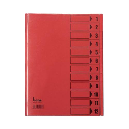 bene Ordnungsmappe mit Schutzumschlag, DIN A4, 12-tlg., rot intensiv