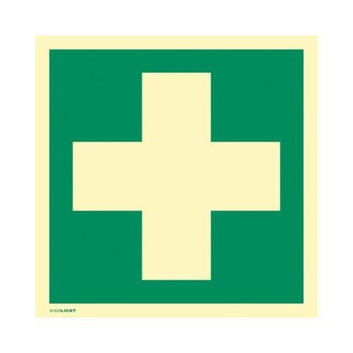 moedel Hinweisschild „Erste Hilfe“, EN ISO 7010, Leuchtklasse C, 160 mcd/m², bis 14,8 m, L 148 x B 148 mm, Kunststoff, grün