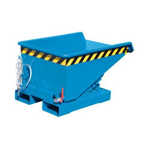 Mini-Spänebehälter Typ EXPO-E 150, Seilzug-Kippvorgang, Inhalt 0,15 m³, bis 750 kg, lichtblau RAL 5012