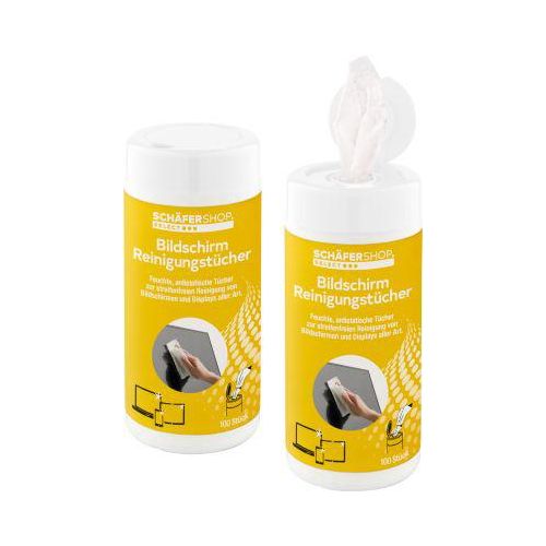 Sparset Schäfer Shop Select Bildschirm-Reinigungstücher, feucht, 2 praktische Spenderdosen mit jeweils 100 Tüchern Image