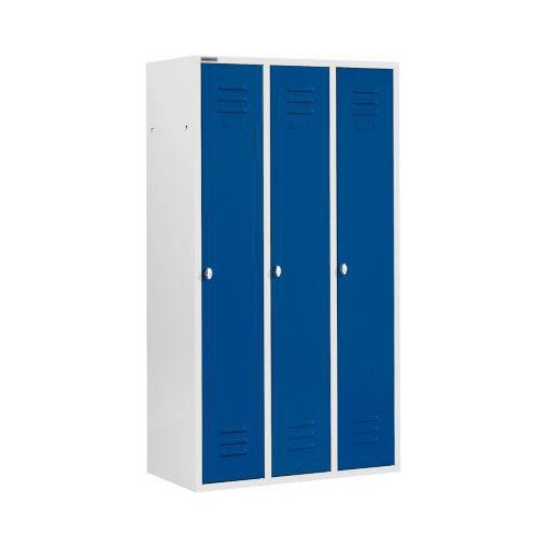 Schäfer Shop Select Kleiderspind mit 3 Abteilen, Drehriegelverschluss, lichtgrau/enzianblau