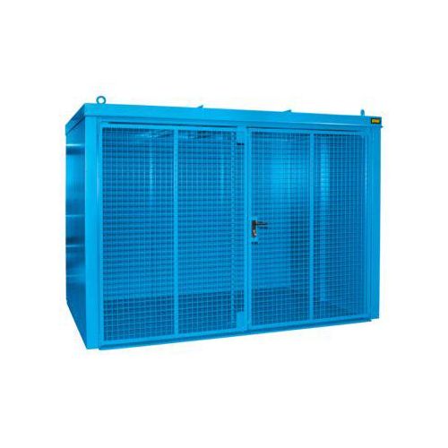 Gasflaschencontainer BAUER GFC-B M5, B 2175 x T 3125 x H 2270, für 96 Gasflaschen, feuerbeständig, abschließbar, blau