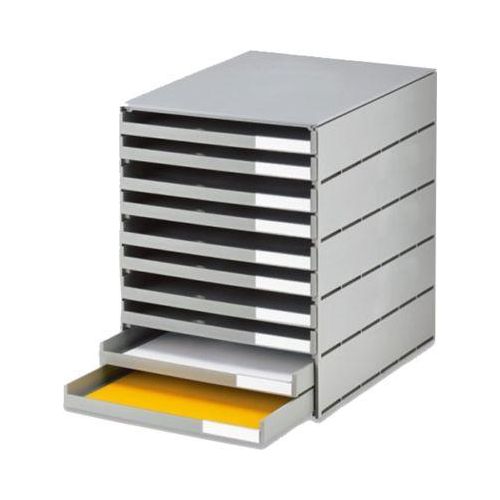 styro® Schubladenbox Styroval Pro, 10 Schubladen, offen, DIN C4, Polystyrol, öko-grau