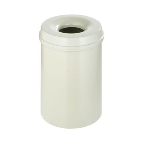 Abfallsammler, für den Innenbereich, Volumen 30 l, selbstlöschender Deckel, Ø 335 x H 470 mm, Stahl pulverbeschichtet, weiß/weiß