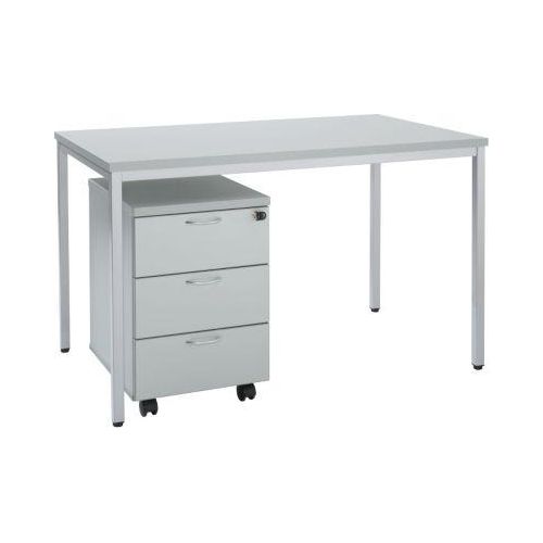 2-tlg. Stahlrohrtisch-Set, Stahlrohrtisch, lichtgrau/weißaluminium