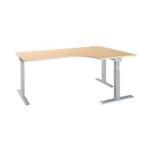 Schäfer Shop Select Winkelschreibtisch ERGO-T 2.0, 90° Winkel, Ansatz rechts, T-Fuß, B 2000 x T 1200/800 x H 675-895 mm, Ahorn/weißalu Image