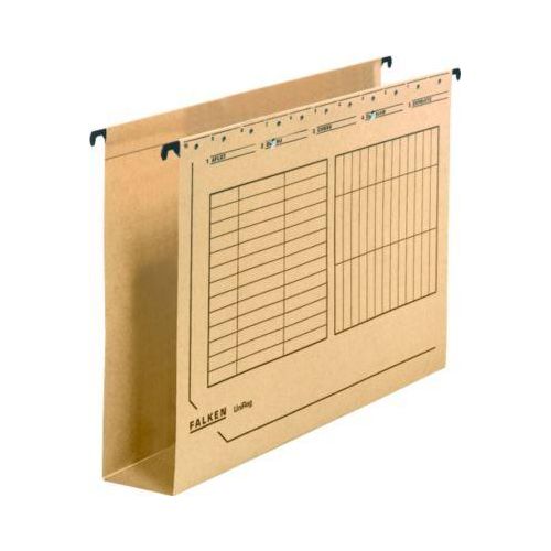 Hängesammler Falken UniReg, Format A4, für ca. 600 Blatt, 60 mm Kartonboden, Blauer Engel, Recycling-Karton, hellbraun, 25 Stück
