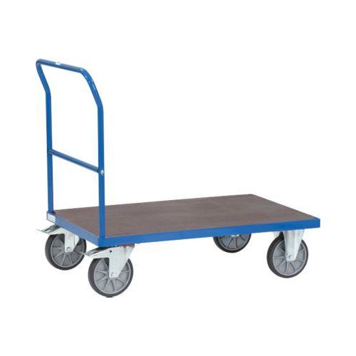 Plattformwagen fetra®, Schiebebügel, Lenk- & Bockrollen, bis 600 kg, Ladefläche aus Sperrholz, L 1000 x B 600 mm