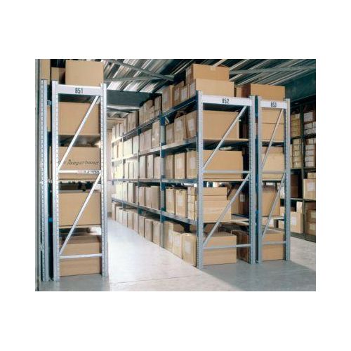 Regalsystem WR 600, Grundfeld, Traverse verzinkt, mit 2 Ebenen, 2200 x 1500 x 800 mm