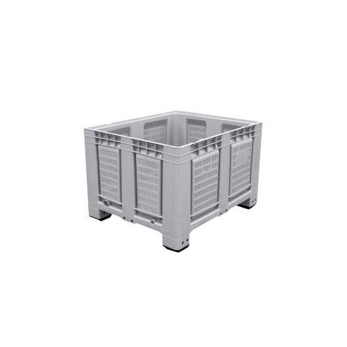 Palettenbehälter Big Box FP-FBO1210, 680 l, B 1200 x T 1000 x H 790 mm, perforiert, silbergrau, 4 Füße, bis 450 kg