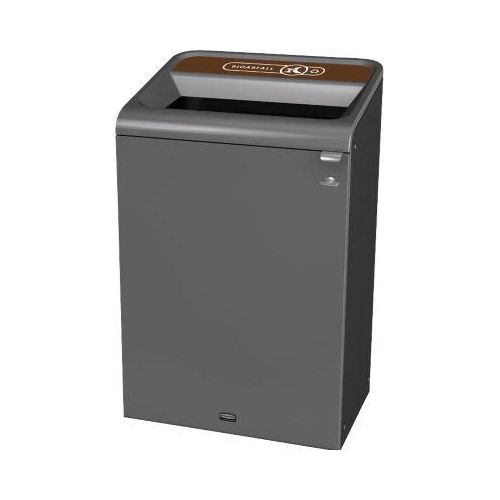 Recyclingstation Rubbermaid Configure, für Bioabfall, 125 l, Magnetverbindung, B 495 x T 610 x H 975 mm, braun