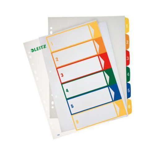 LEITZ® Überbreite Kunststoffregister, Zahlen-Register, Zahlen 1-6, Nr. 1292