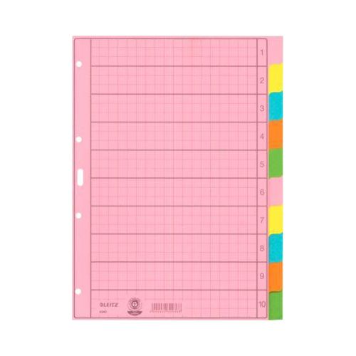 Leitz Papierregister Blanko 4340, DIN A4, 5-farbig, bedruckbares Recyclingpapier