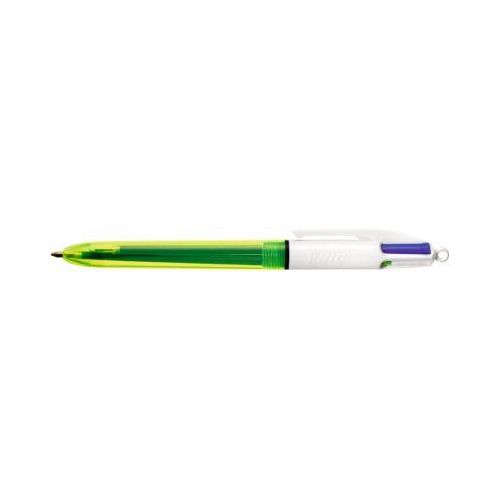 Vierfarbkugelschreiber BIC® 4 Colours® Fluo, dokumentenecht, 0,4 mm, inkl. Neongelb zum Highlighten