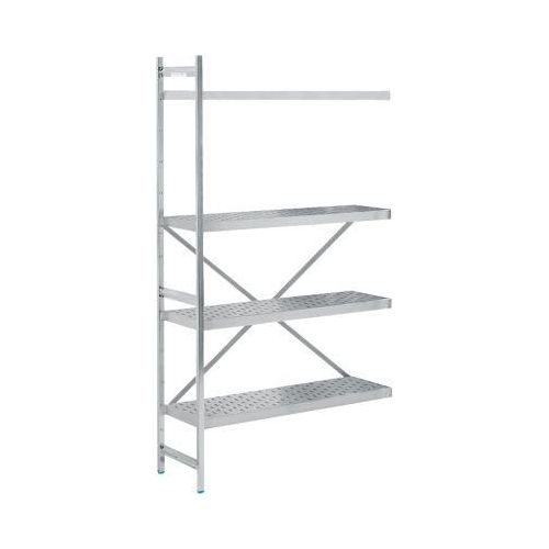 Regalsystem, Anbauregal, Edelstahl, gelochter Boden, H 2000 x B 1175 x T 400 mm