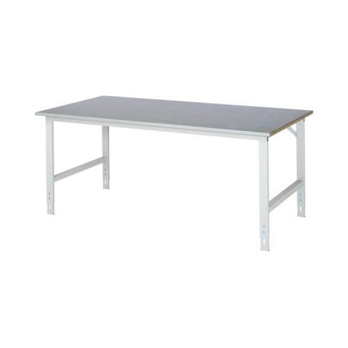 Rau Arbeitstisch Tom, manuell höhenverstellbar, 25 mm MDF-Platte mit Stahlblechbelag, bis 500 kg, B 2000 x T 1000 x H 760-1080 mm, silber/lichtgrau