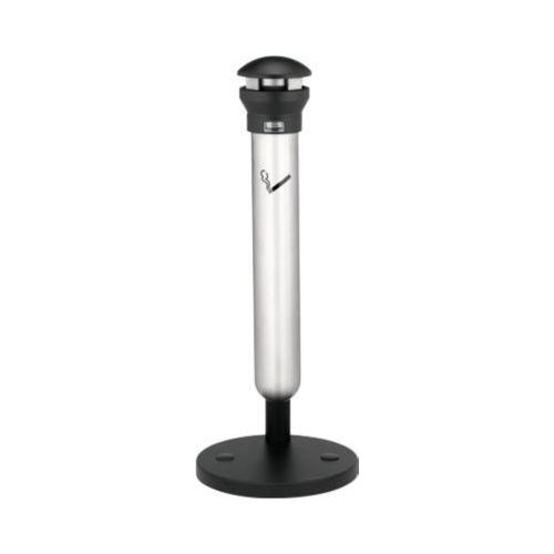 Rubbermaid Standascher Infinity, für den Außenbereich, mit Ausdrückplatte und Inneneimer, Ø 400 x H 1000 mm, 4,9 l, Edelstahl, schwarz