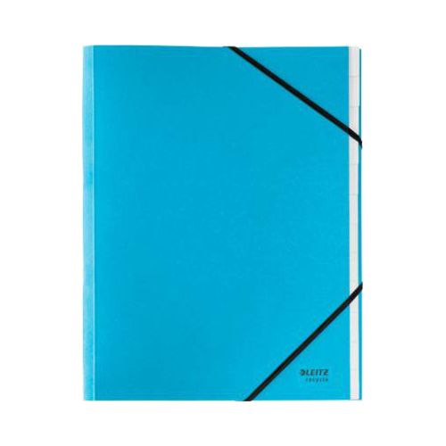 Leitz® Sammelmappe Recycle, A4, 12 Fächer mit Blanko-Taben, Inhaltsverzeichnis, Gummibandverschluss, 100 % recycelbar, Karton, blau